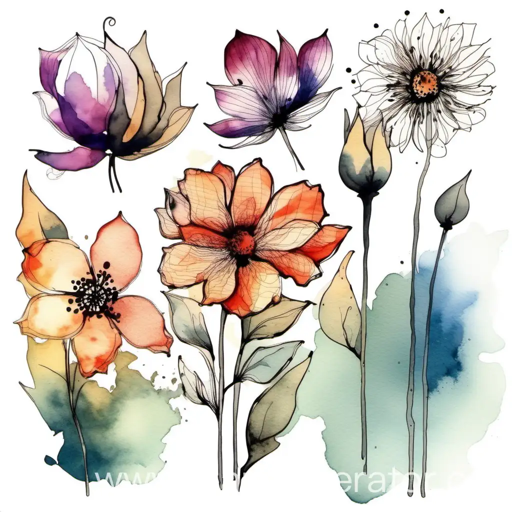 Exquisite-Floral-Art-Ink-and-Watercolor-Blossoms