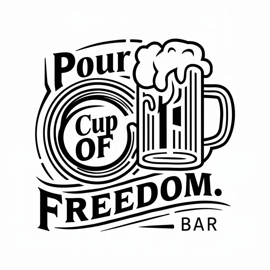 a logo design,with the text "pour a cup of freedom", main symbol:beer,complex,be used in bar industry,clear background