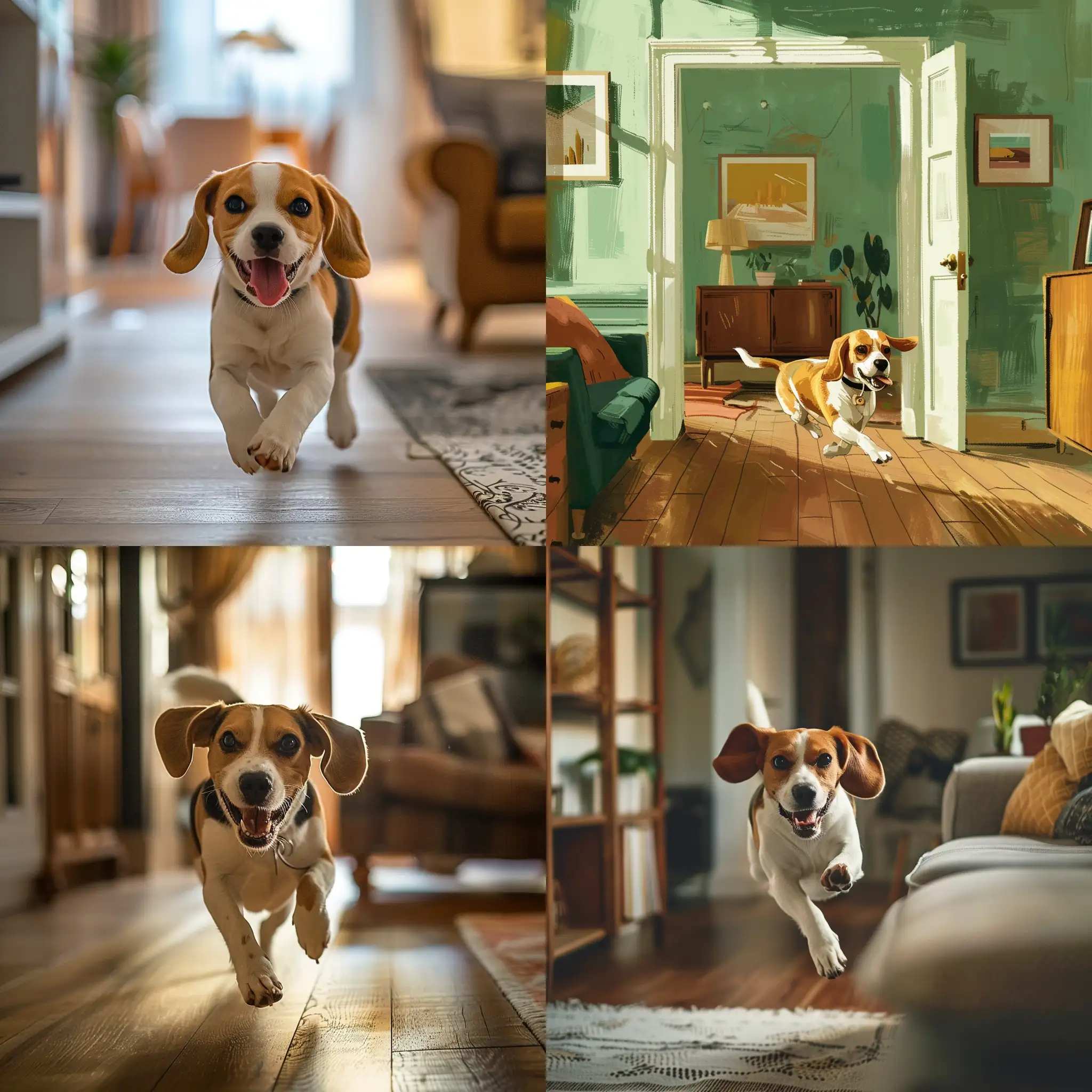 Beagle-Running-Towards-Living-Room