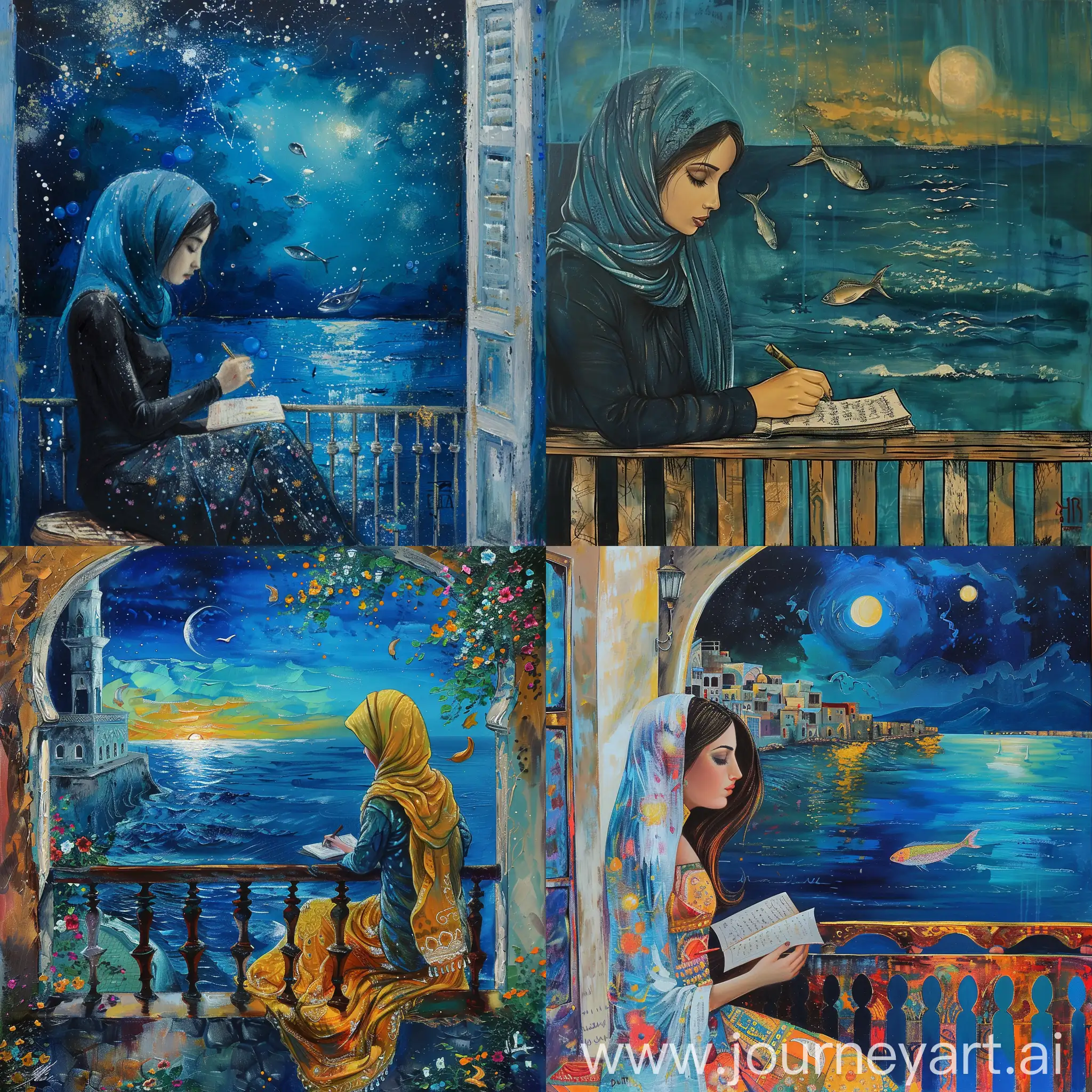 Poignant-Night-Scene-Lebanese-Woman-Writing-to-Sea-with-Tears-and-Resilience