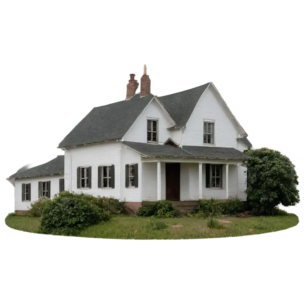 Captivating-PNG-Image-Old-White-Farm-House-Illustration