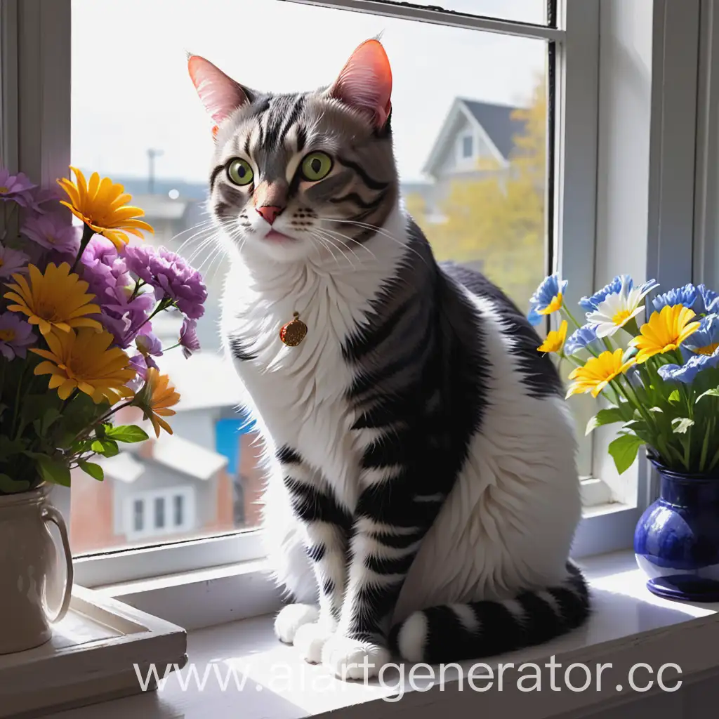 аватарка для канала кот и цветы на подоконнике