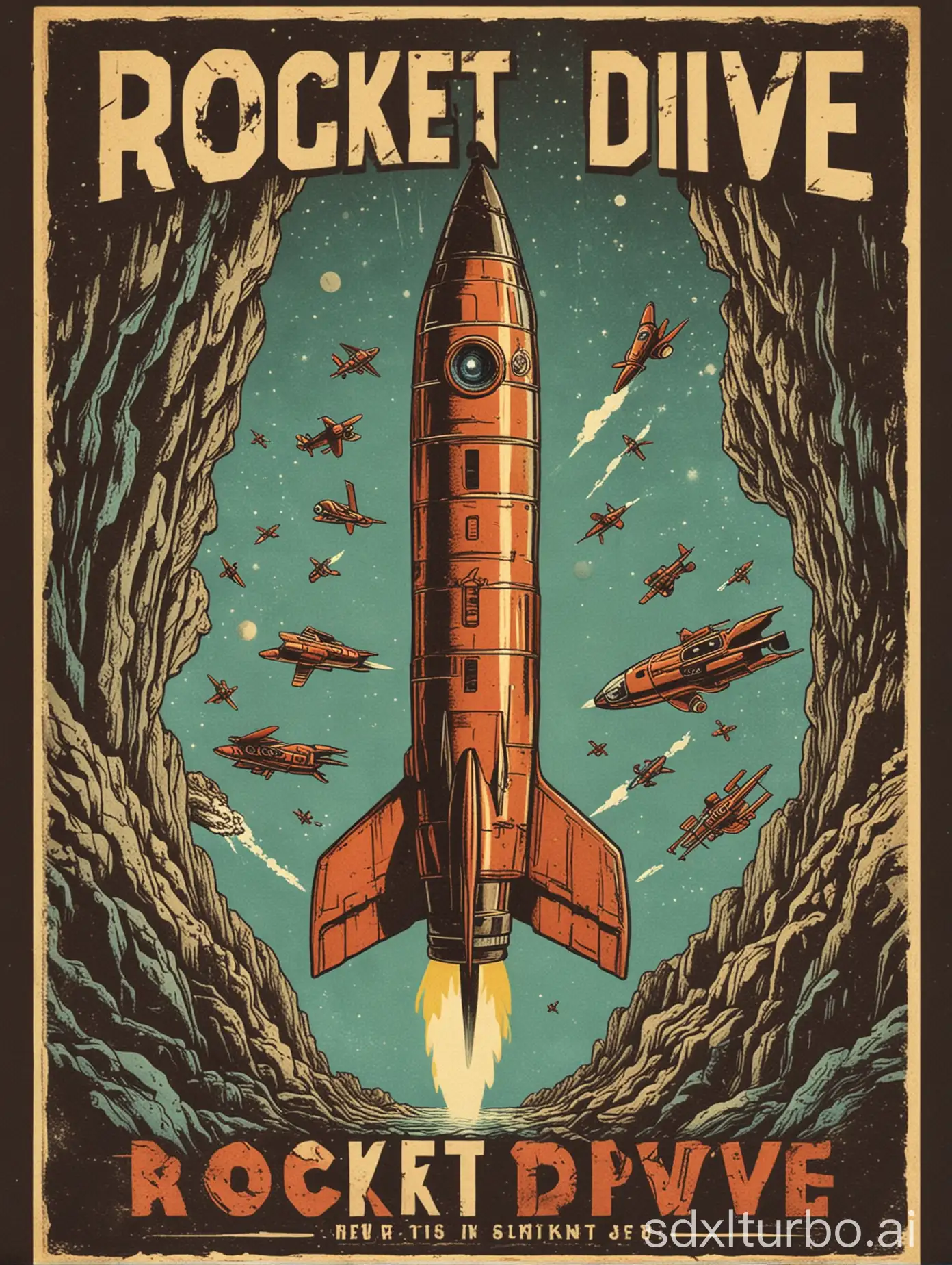 A poster for a rock band called Rocket Dive.