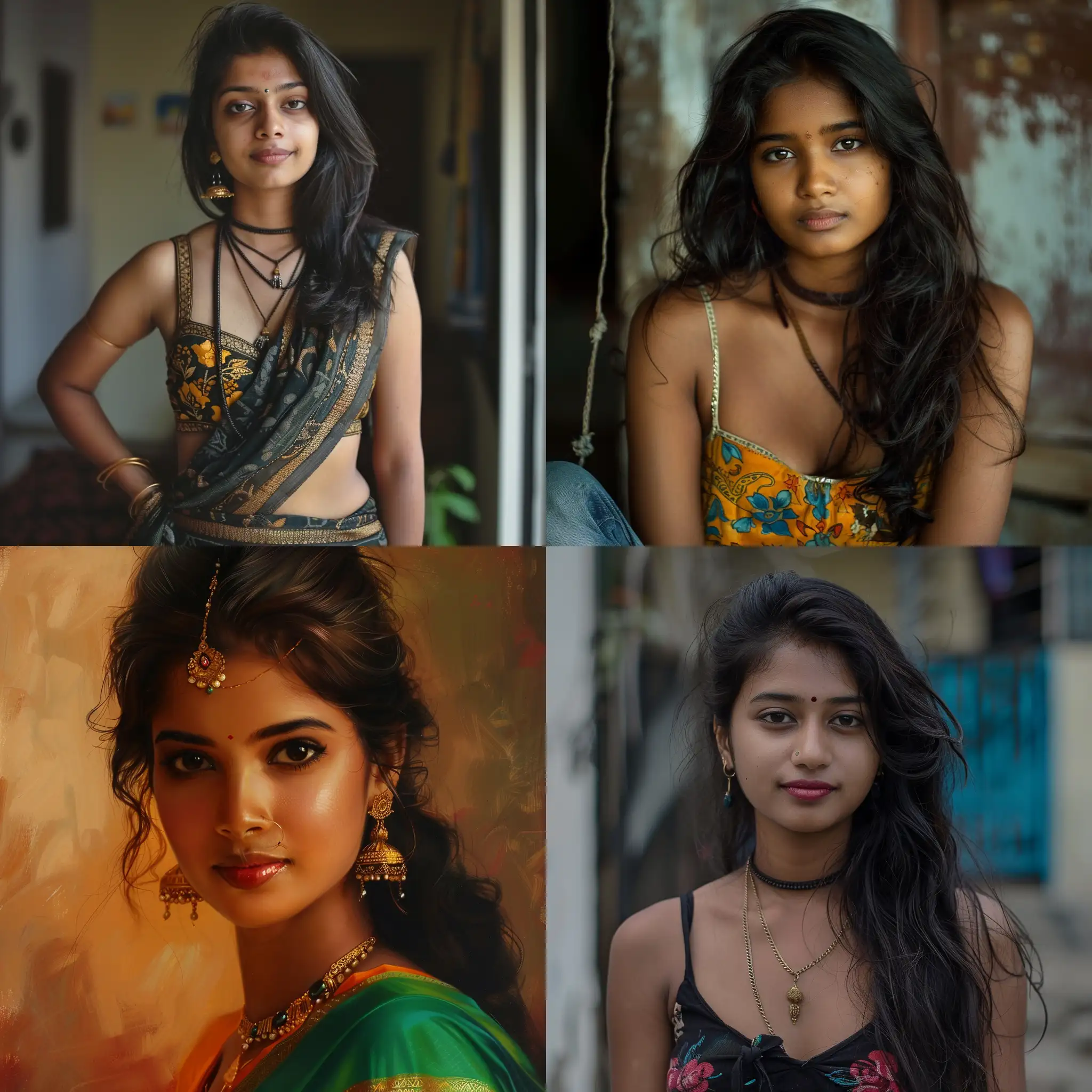 Tamil-Girls-in-Traditional-Sleeveless-Attire-Vibrant-Cultural-Portraits