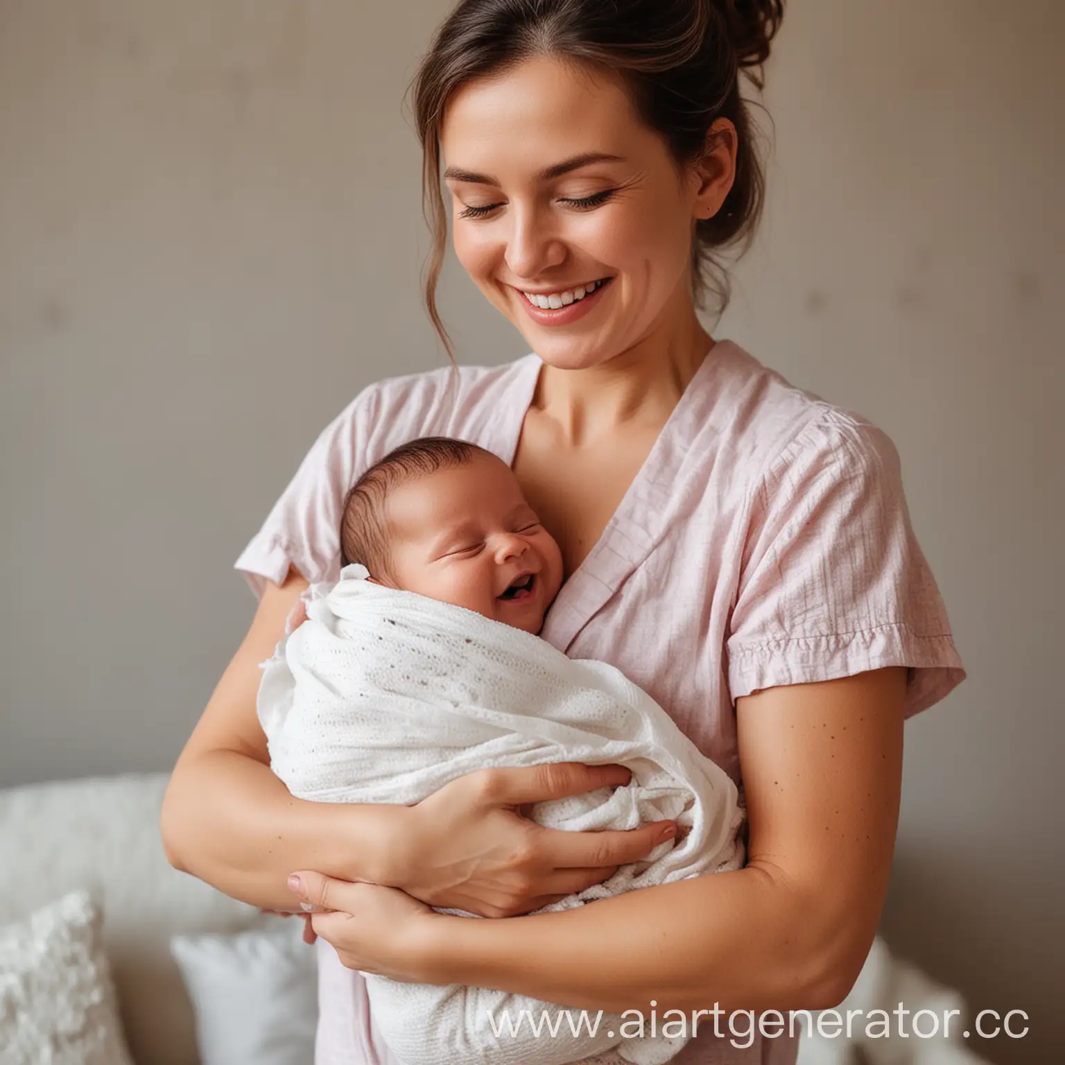 Joyful-Mother-Holding-Newborn-Baby