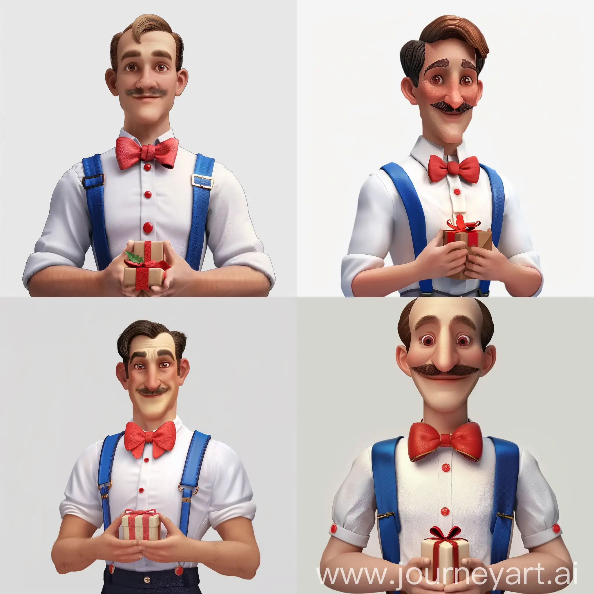 Stylish-Man-with-Gift-Red-Bow-Tie-and-Blue-Straps-in-Unreal-Engine-5-Render