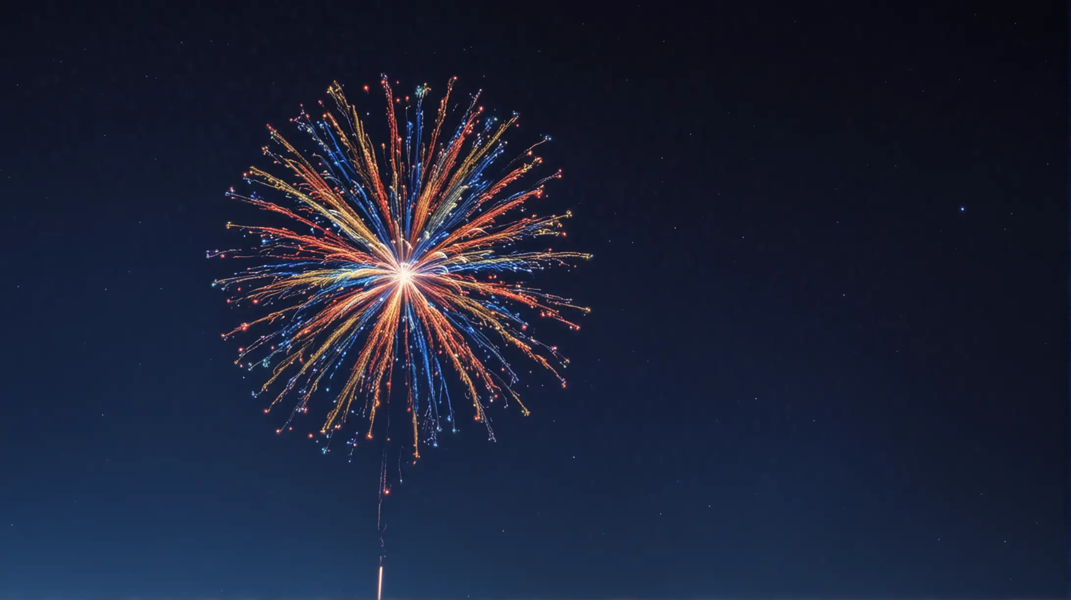 Vibrant Glowing Firework Illuminating Dark Blue Sky