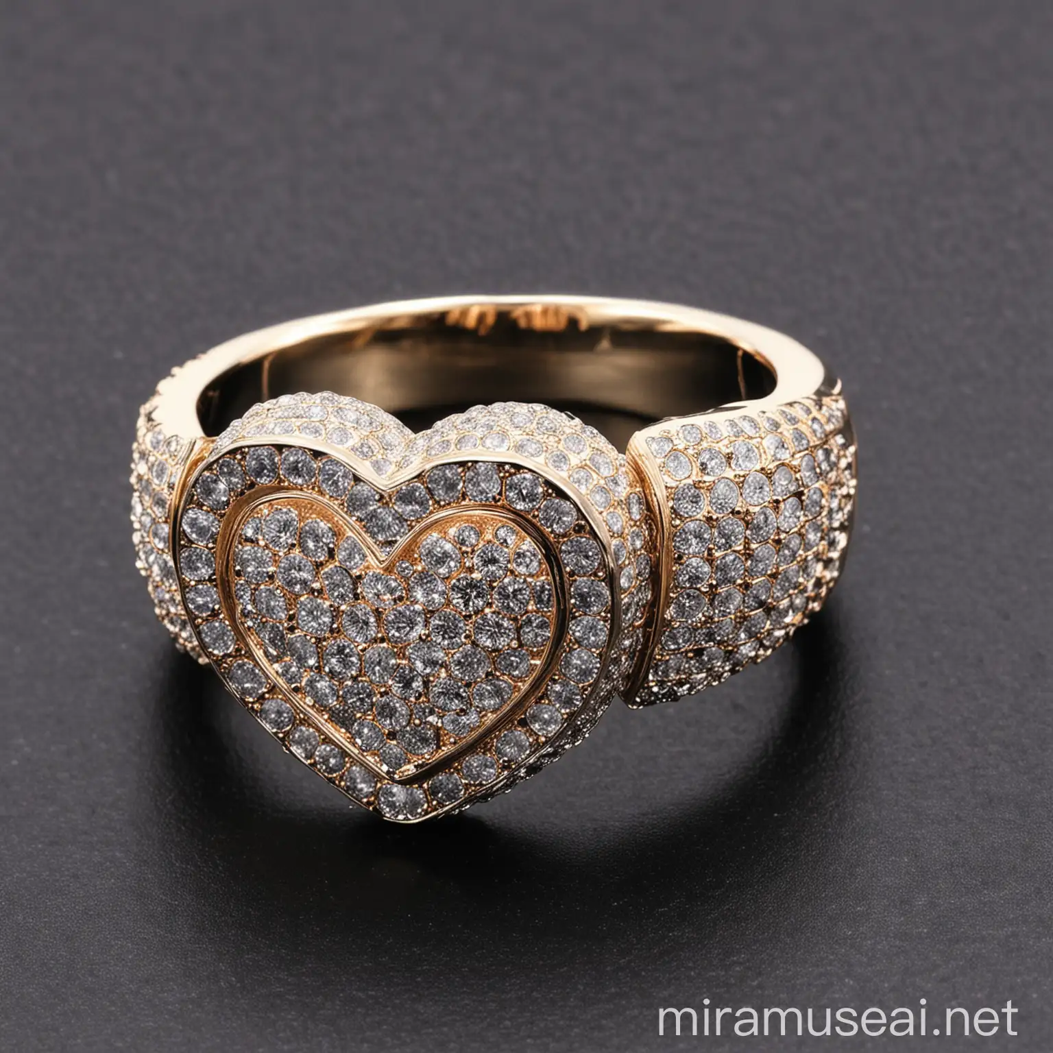 heart iced out hip hop jewelry ring
