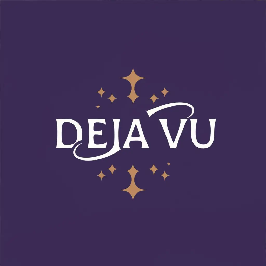 a logo design,with the text "Deja Vu", main symbol:stars, white background, purple, hand,Minimalistic,be used in Others industry,clear background