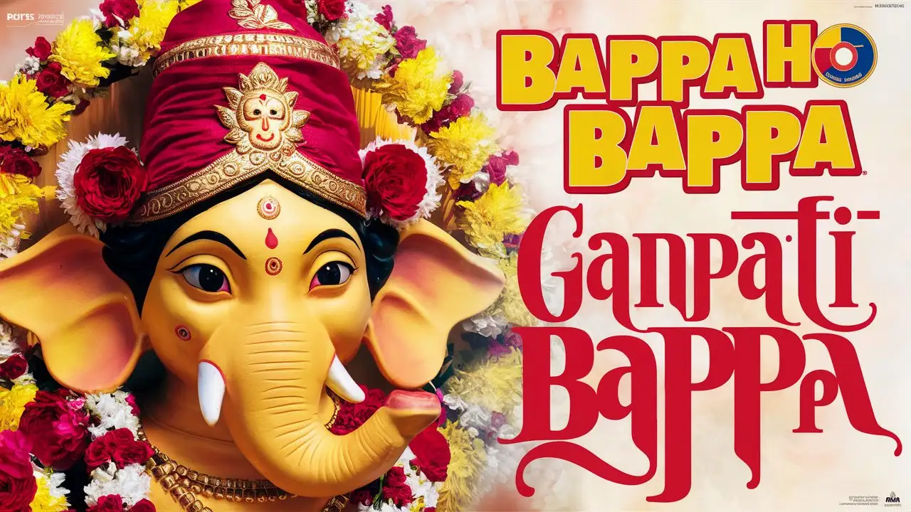 Create a Bollywood movie style poster inside it should have a single photo of Lord Ganapati and should have a title : Bappa Ho Bappa
Ganpati Bappa 
