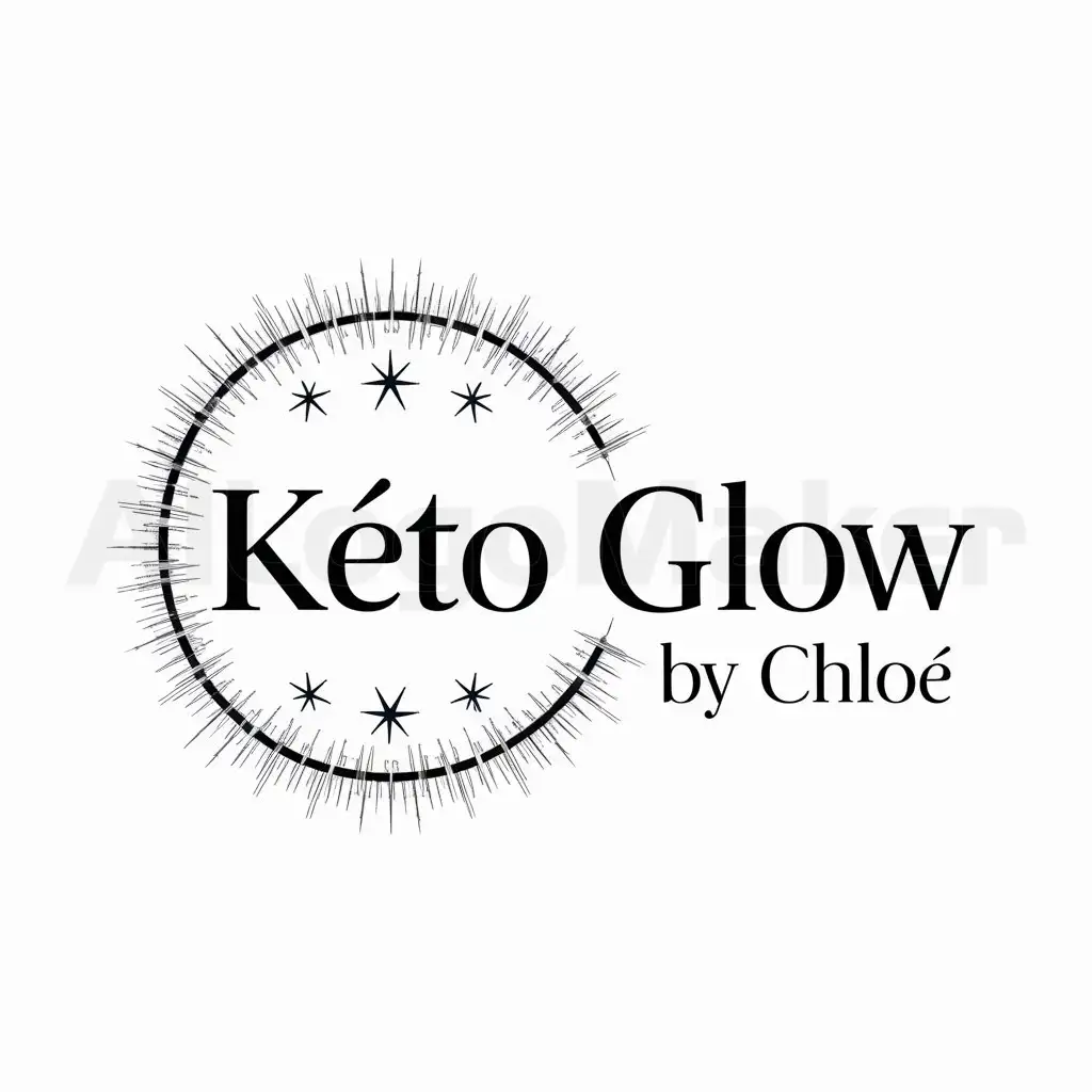 a logo design,with the text "Kéto GLOW by chloe", main symbol:Scintillation stars around the writings of the name logo,Moderate,be used in Sports Fitness industry,clear background