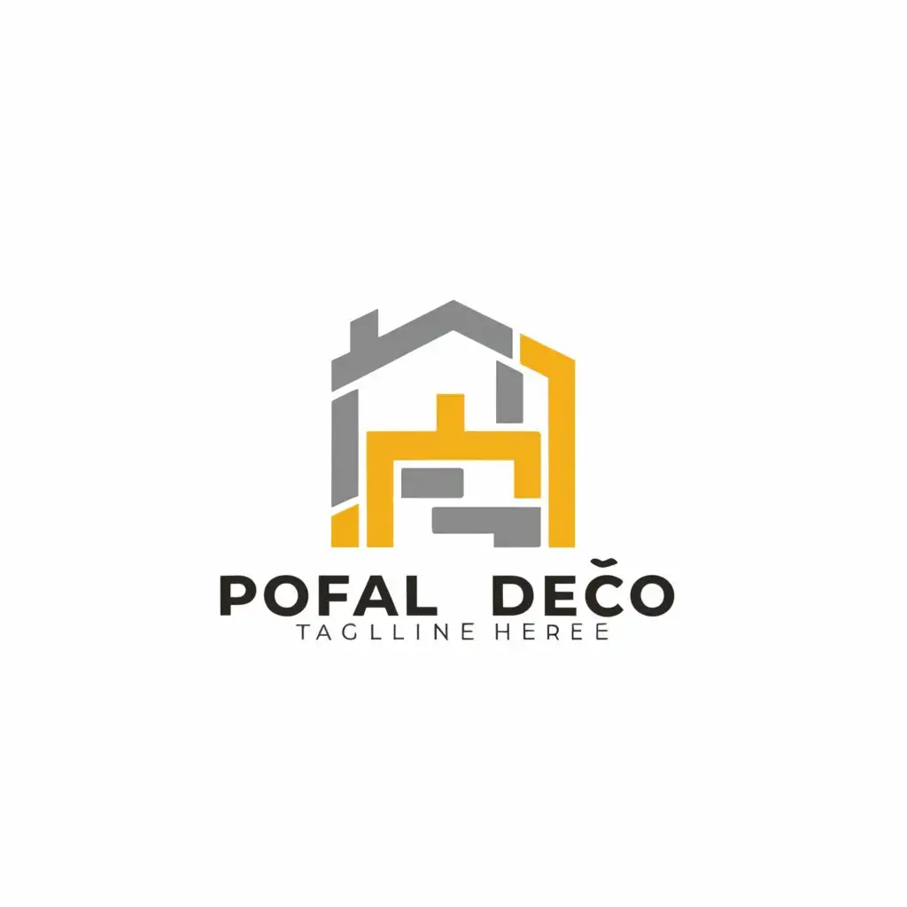 a logo design,with the text "Pofal déco", main symbol:House,Moderate,clear background