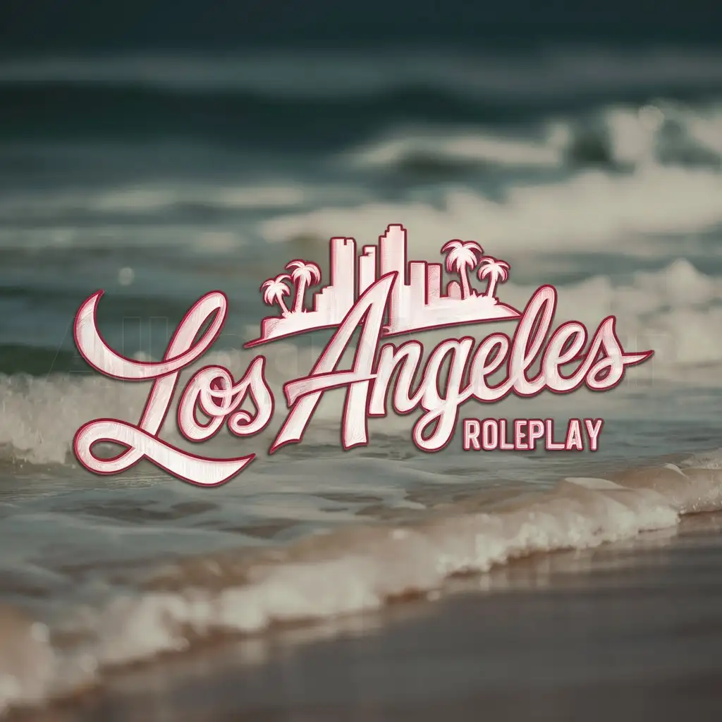 LOGO-Design-For-Los-Angeles-Roleplay-Stunning-Cityscape-with-Palm-Trees-and-Elegant-Script-Font