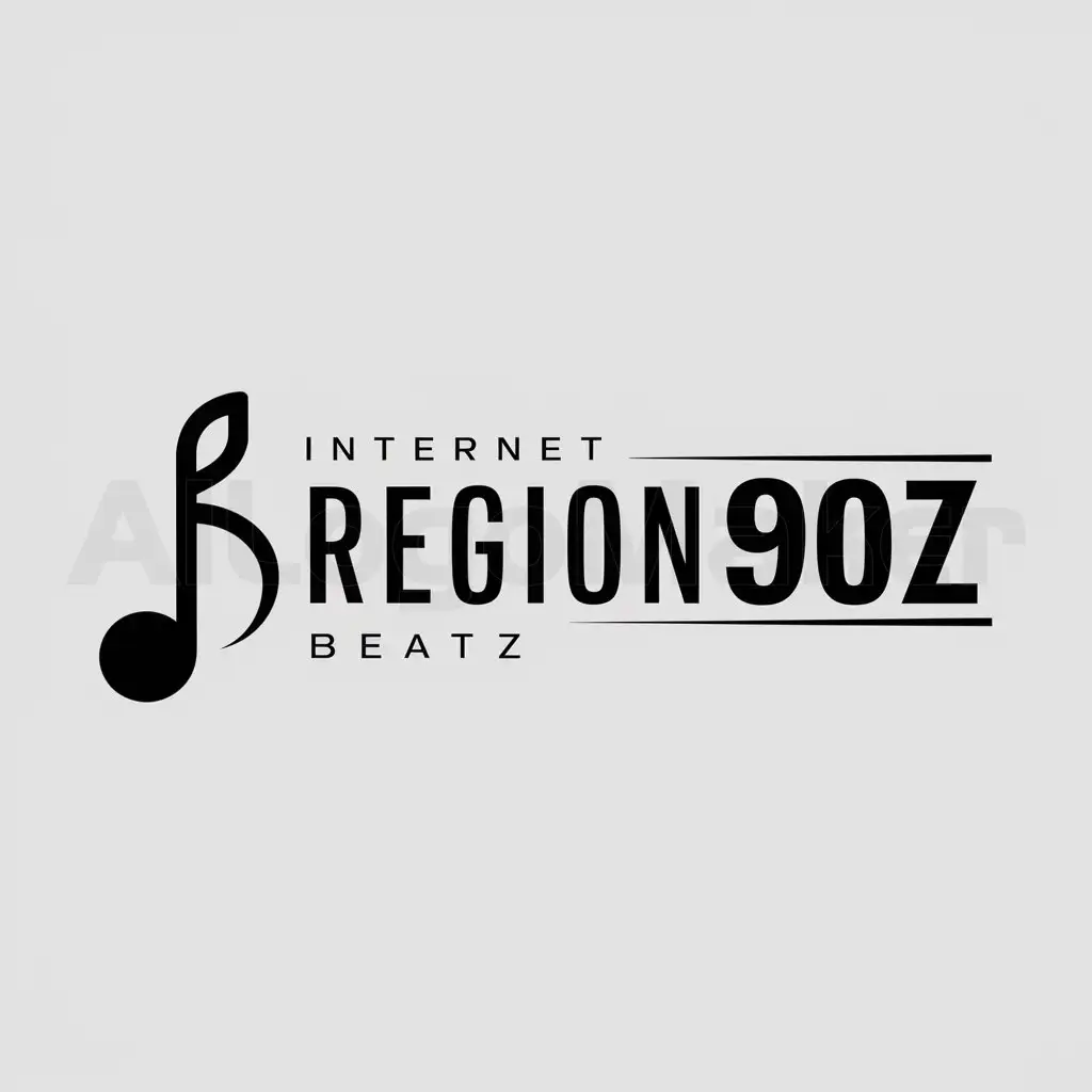 a logo design,with the text "REGION90BEATZ", main symbol:🎵,Moderate,be used in Internet industry,clear background