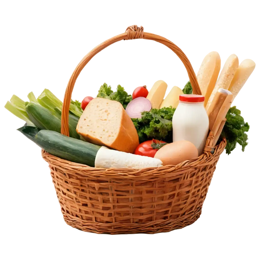 Fresh-Market-Basket-PNG-Image-Colorful-Vegetables-Fish-Eggs-Sausages-Milk-Cheese