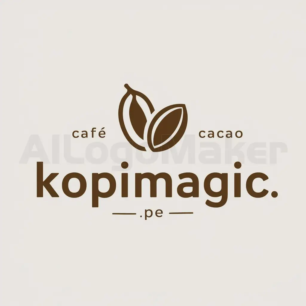 a logo design,with the text "KopiMagic.pe", main symbol:café y cacao,Moderate,be used in Restaurant industry,clear background
