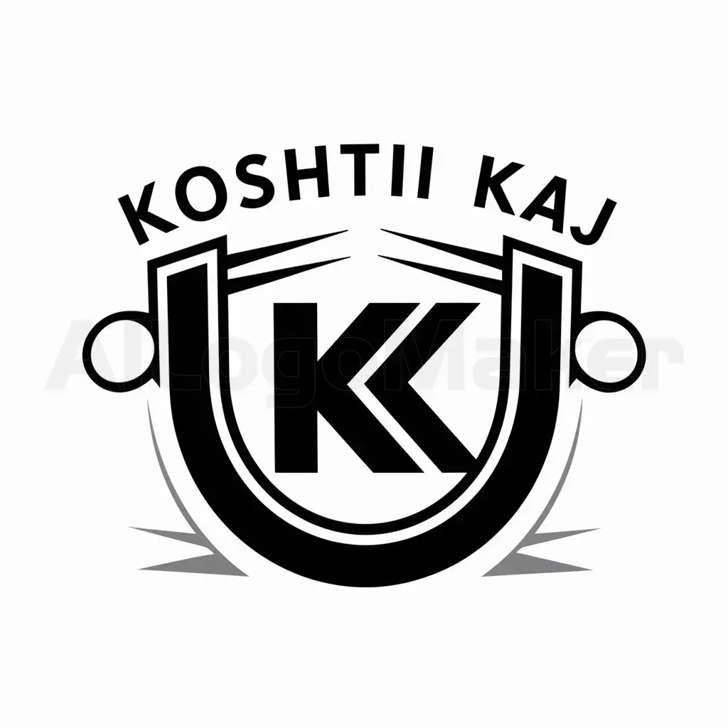 a logo design,with the text "KOSHTII KAJ", main symbol:A logo with two letters K K Inside a wrestling ring,complex,clear background