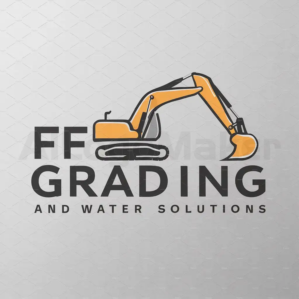 a logo design,with the text "FF Grading and Water Solutions", main symbol:excavator,Moderate,be used in Construction industry,clear background