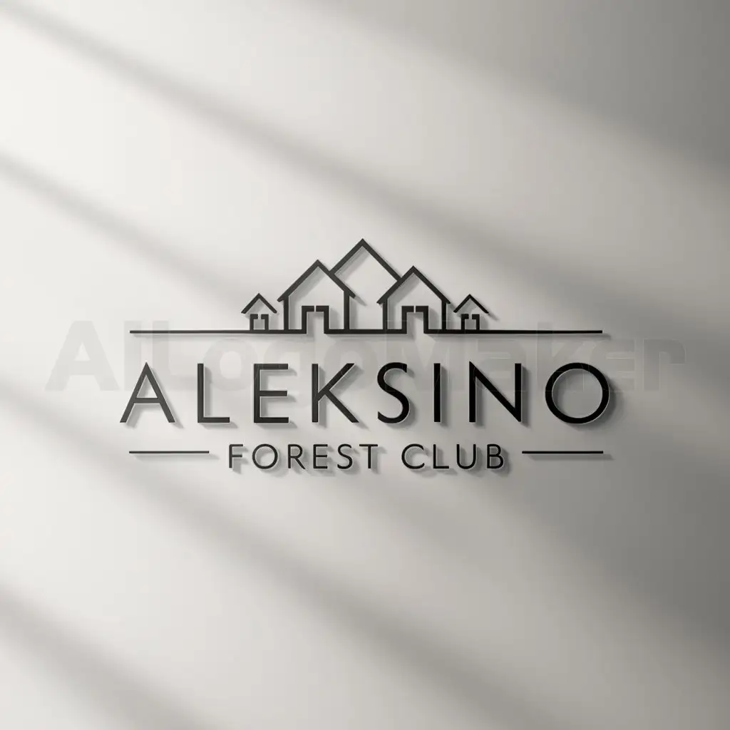a logo design,with the text "Aleksino Forest Club", main symbol:cottage settlement,Minimalistic,clear background