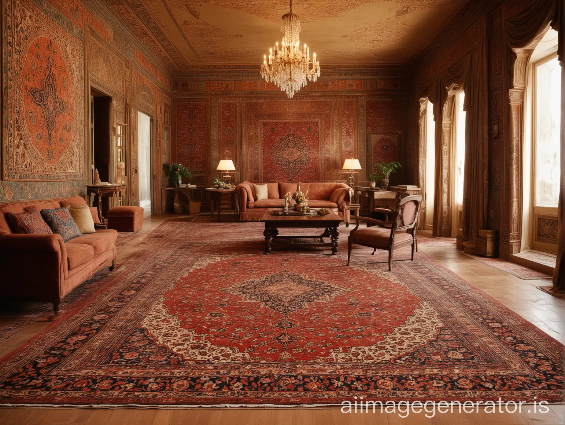 Luxurious-Interior-Design-Featuring-Elegant-Persian-Carpet