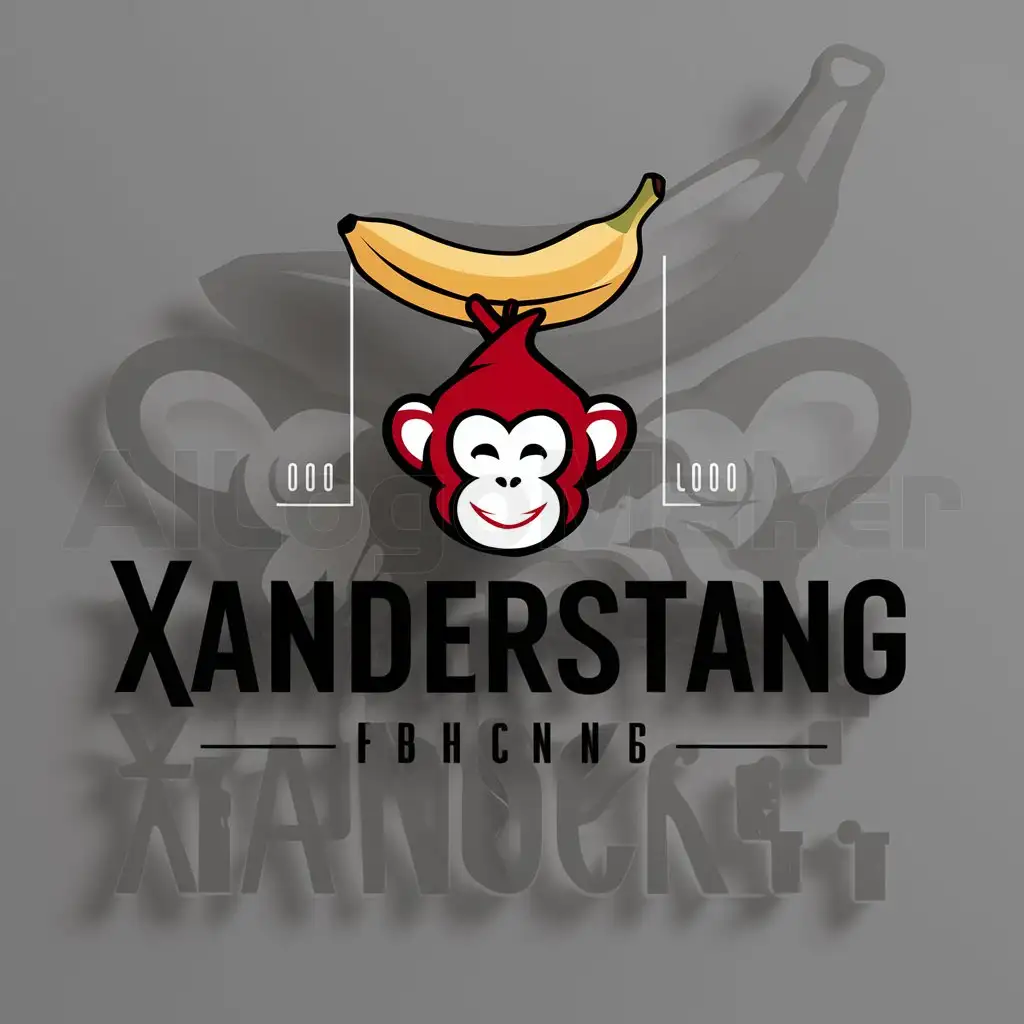 a logo design,with the text "Xanderstang", main symbol:I want it to say Xanderstang around a read monkey,Moderate,clear background