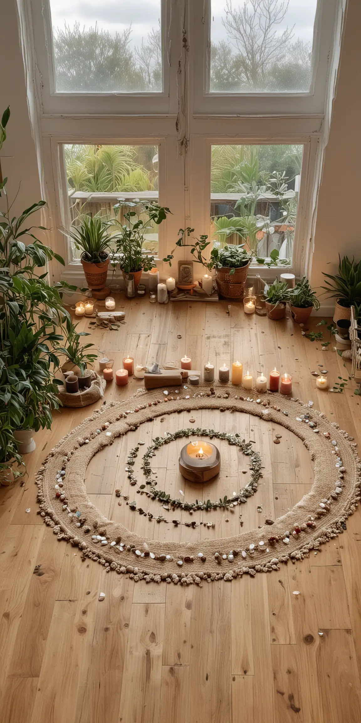 Tranquil Yoga Studio with Altar and Candles