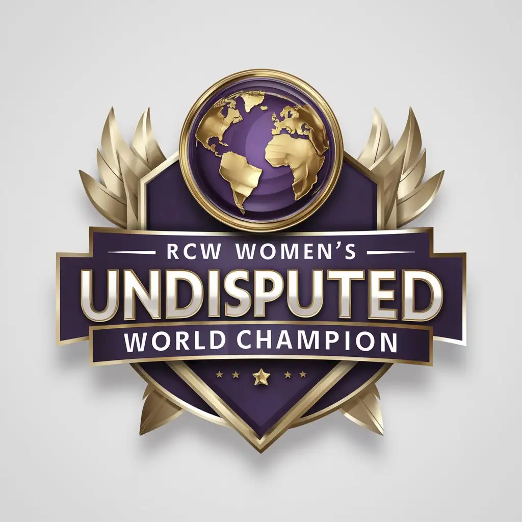 a logo design,with the text "RCW womens undisputed world Champion", main symbol:Round gold and purple world,complex,clear background