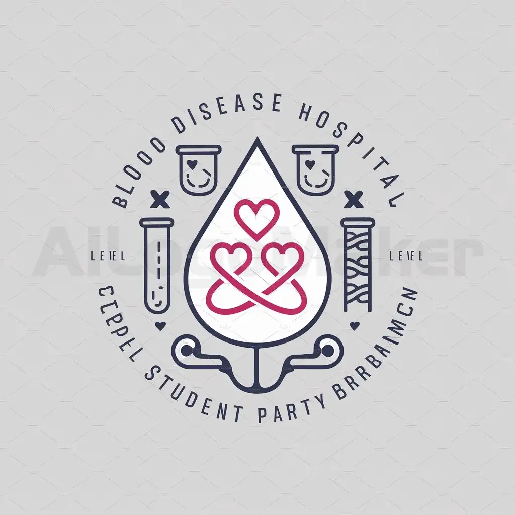 a logo design,with the text "blood disease hospital 2022 level student party branch", main symbol:blood, love heart, stethoscope, medical science,Moderate,be used in Medical Dental industry,clear background
