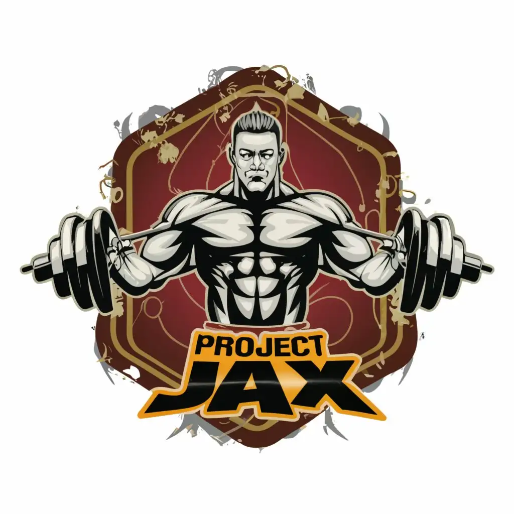 a logo design,with the text "Project Jax", main symbol:A bodybuilder,complex,be used in Sports Fitness industry,clear background
