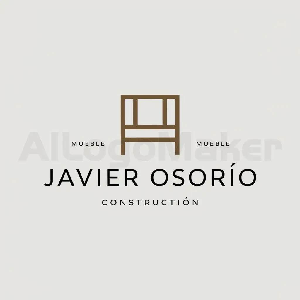a logo design,with the text "Javier Osorio", main symbol:mueble,Moderate,be used in Construction industry,clear background