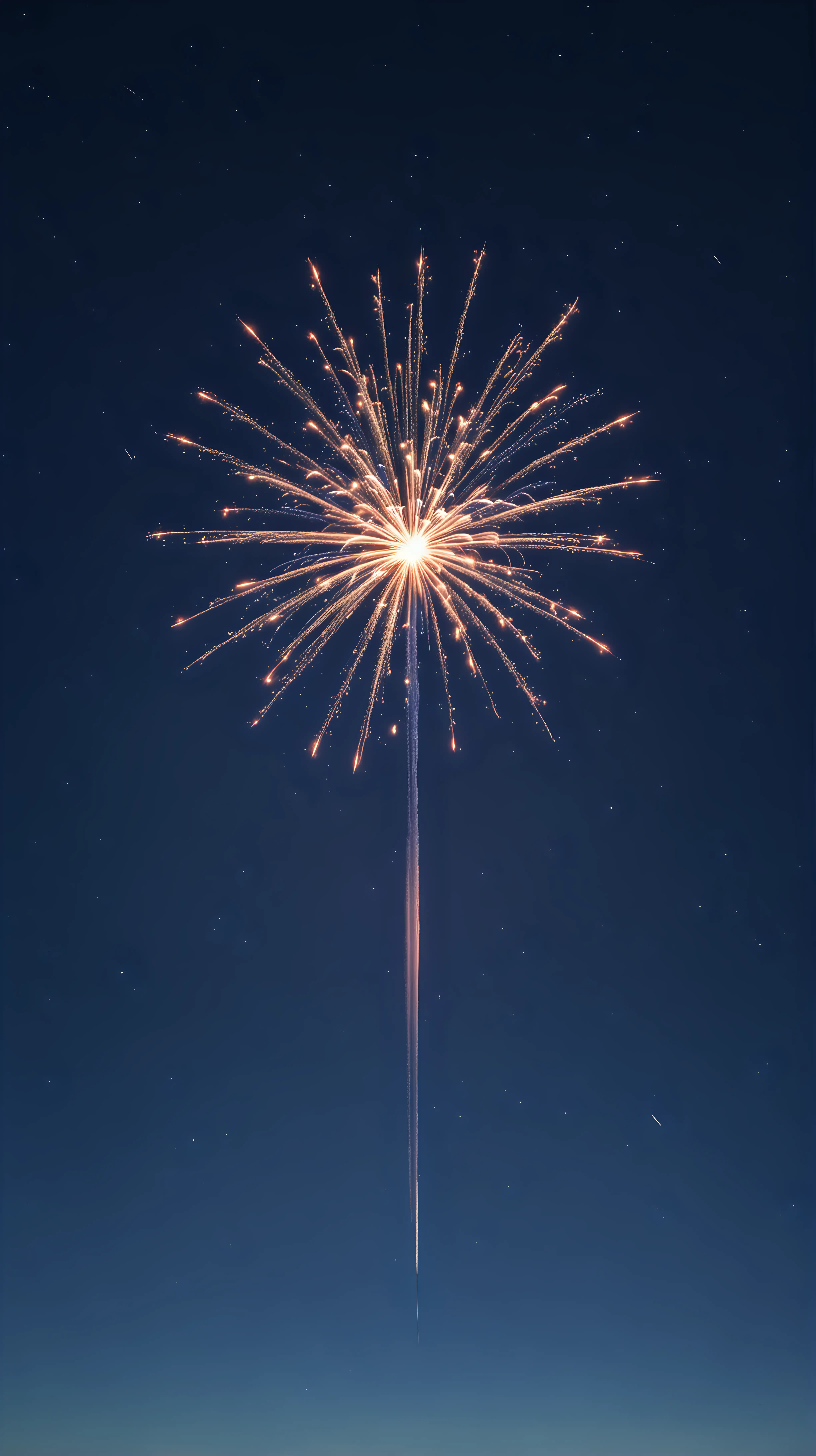 Vibrant Small Firework Bursting in Bold Blue Night Sky