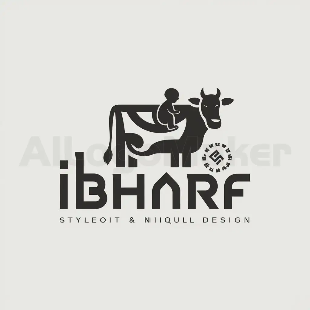 LOGO-Design-for-IBHARF-Symbolic-Cow-and-Baby-with-Swastik-on-a-Moderate-Background