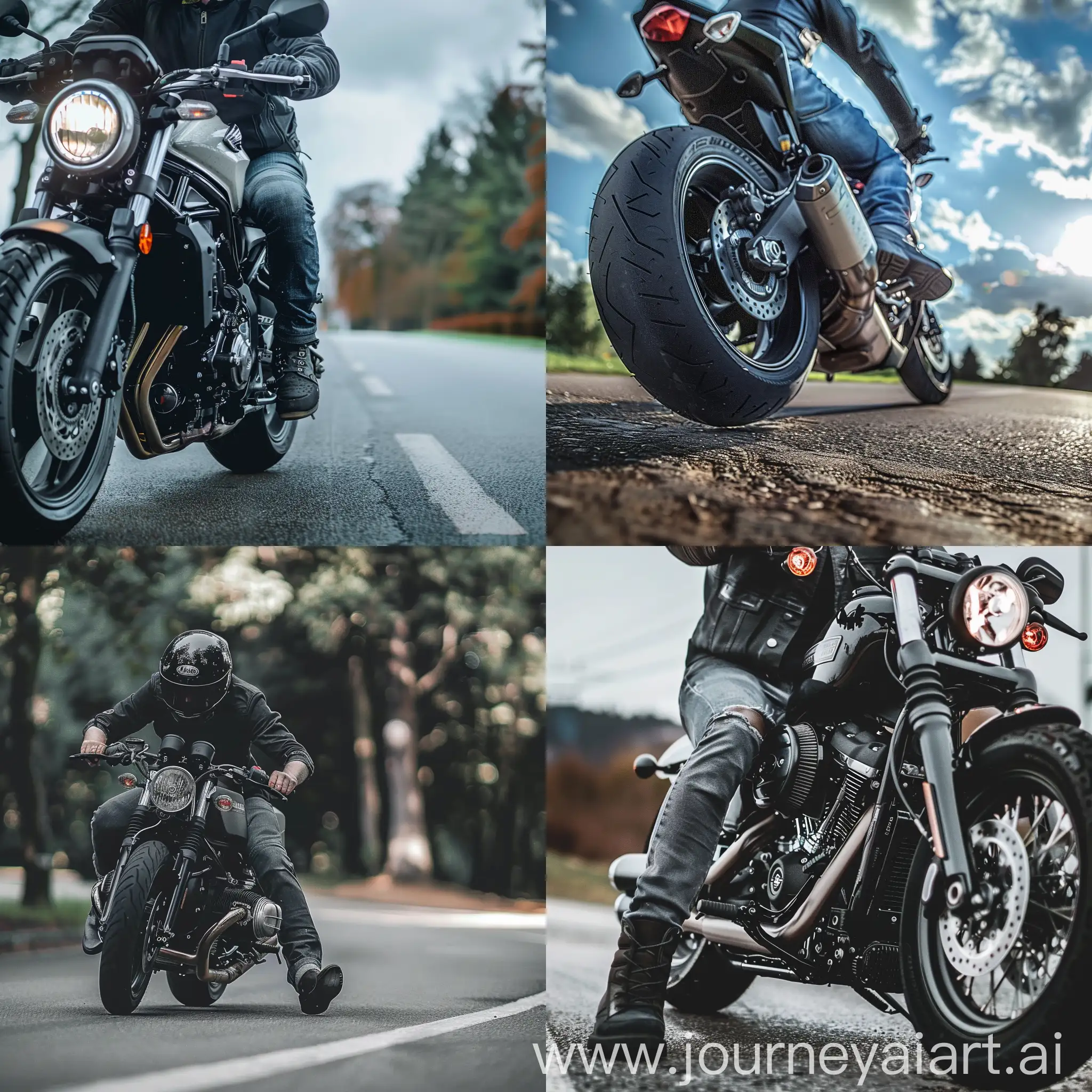 Motorcycle-Rider-Balancing-with-Left-Foot-Down