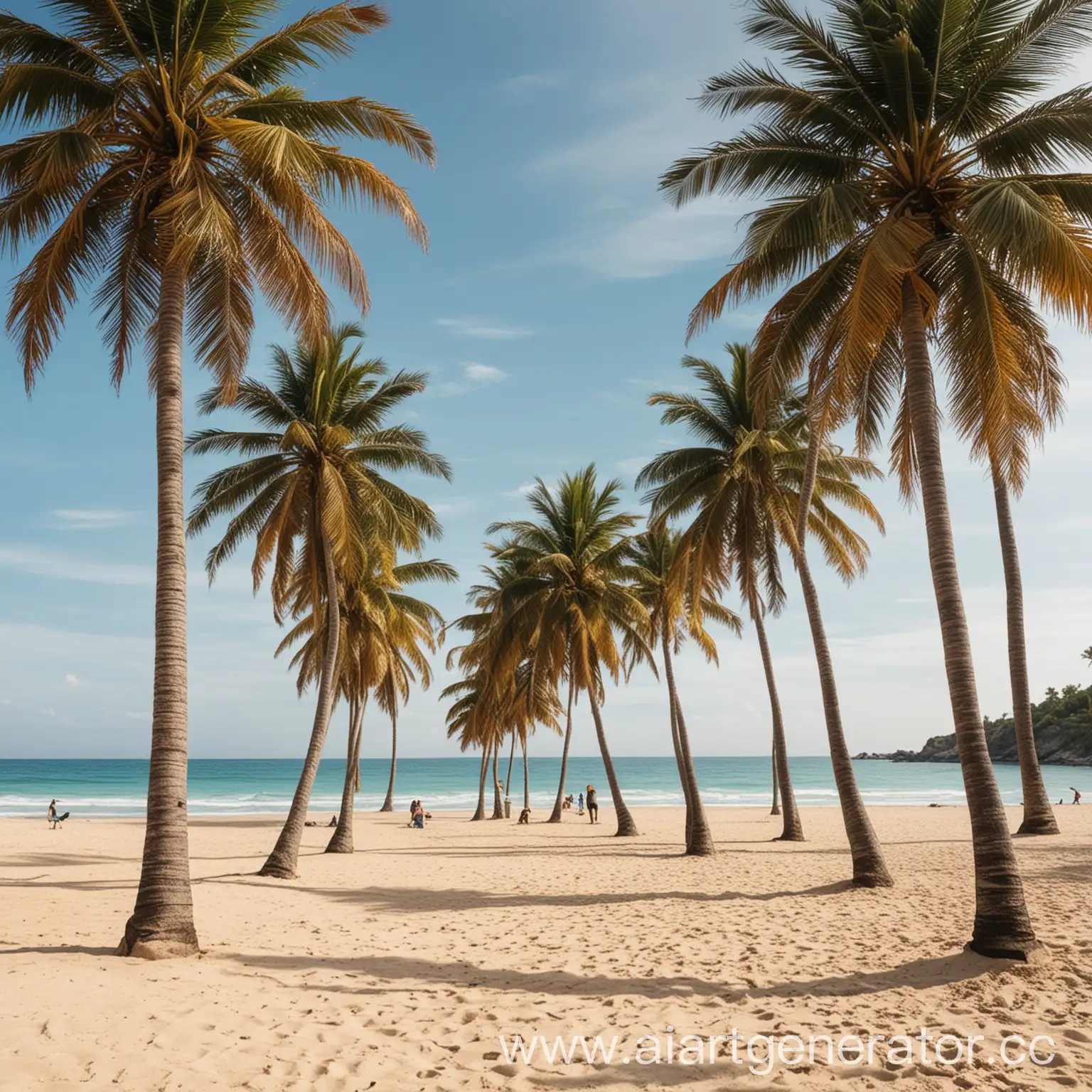 Tropical-Beach-with-Palm-Trees-and-Clear-Blue-Sky