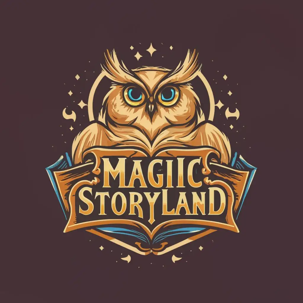 a logo design,with the text "Magic Storyland", main symbol:Owl and book ,Moderate,be used in Entertainment industry,clear background