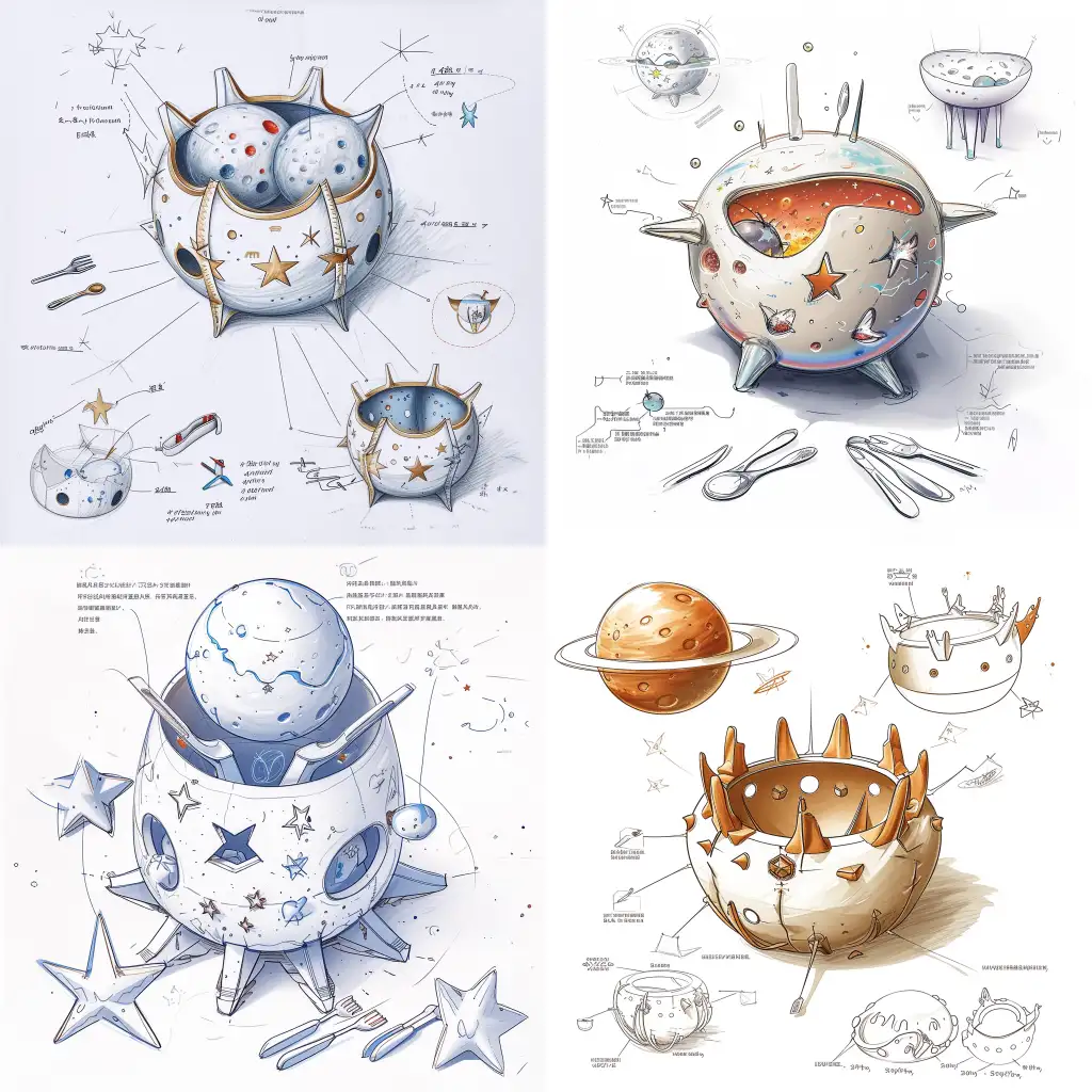 Childrens-Portable-Waterflood-Insulation-Bowl-Design-Sketch-with-Star-Ring-Decorations
