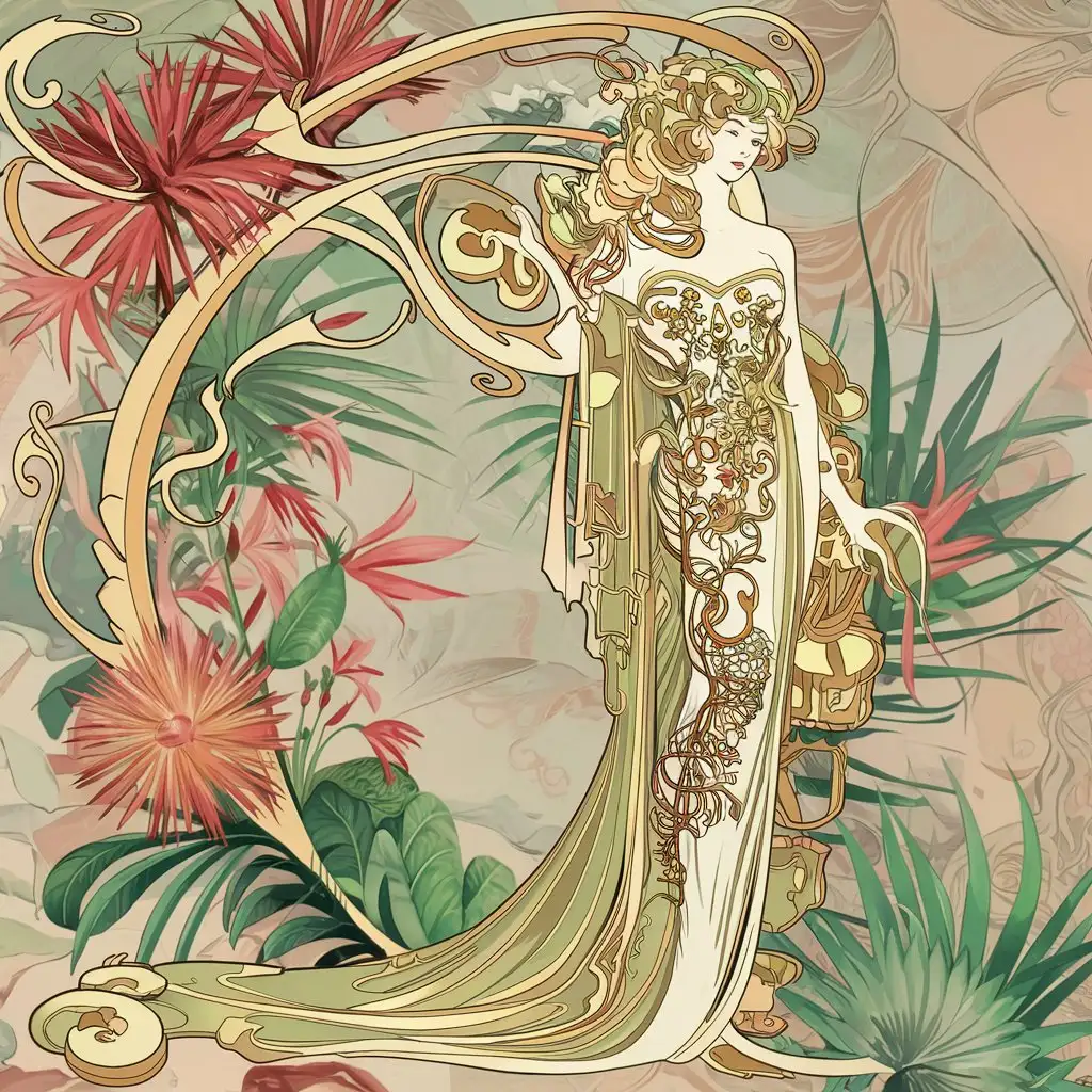 Exotic Art Nouveau Inspired Composition