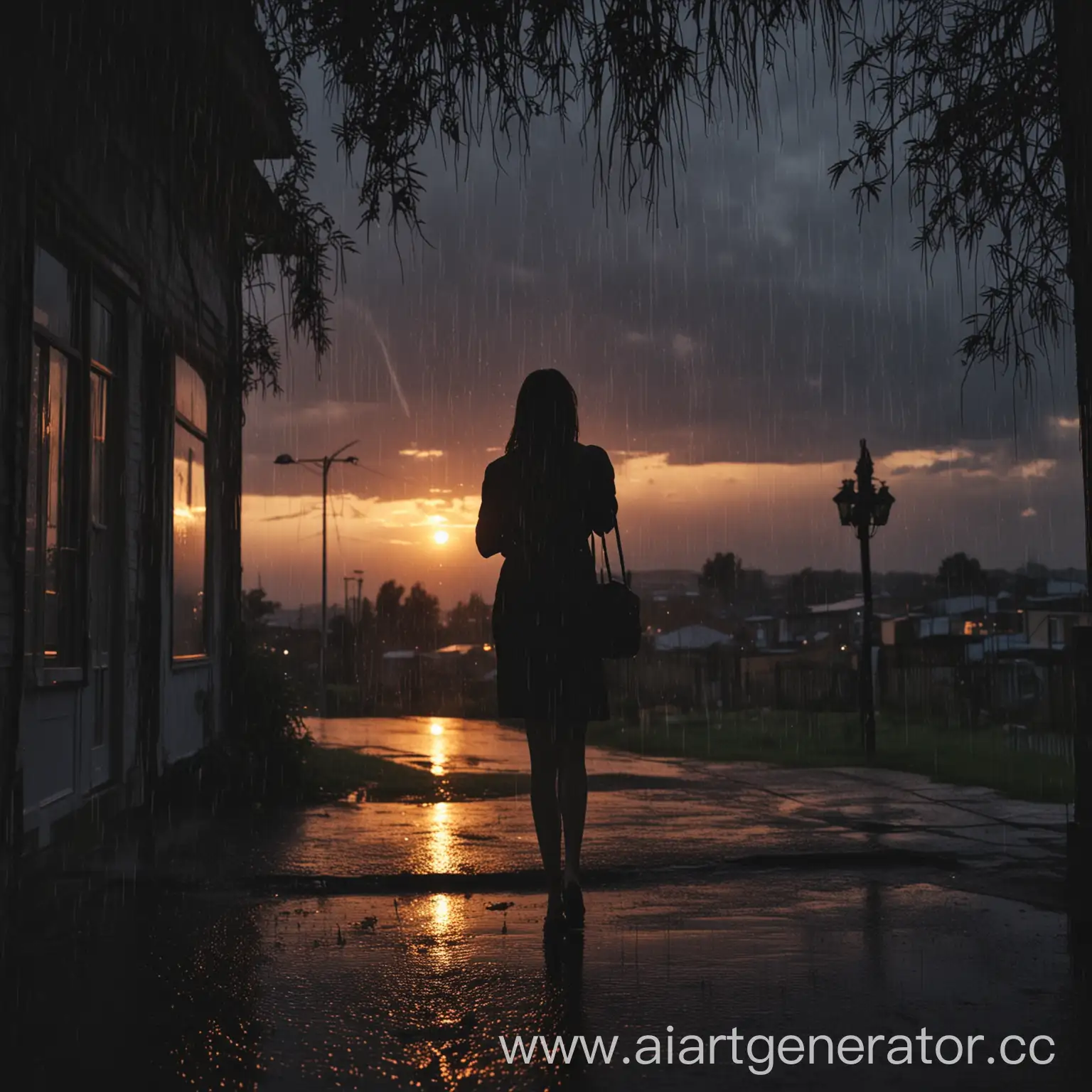 Solitude-in-the-Rain-A-Melancholic-Sunset-Scene