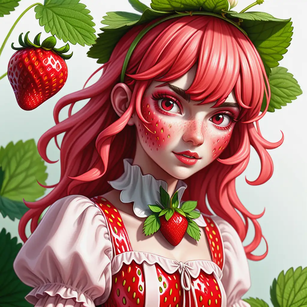 Expressive-Portrayal-of-Humanized-Strawberry-in-Vibrant-Colors