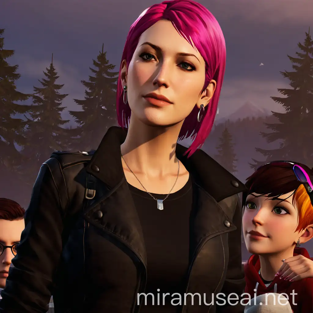 Chloe Price and Max Amber with Family in Vibrant Goth Setting