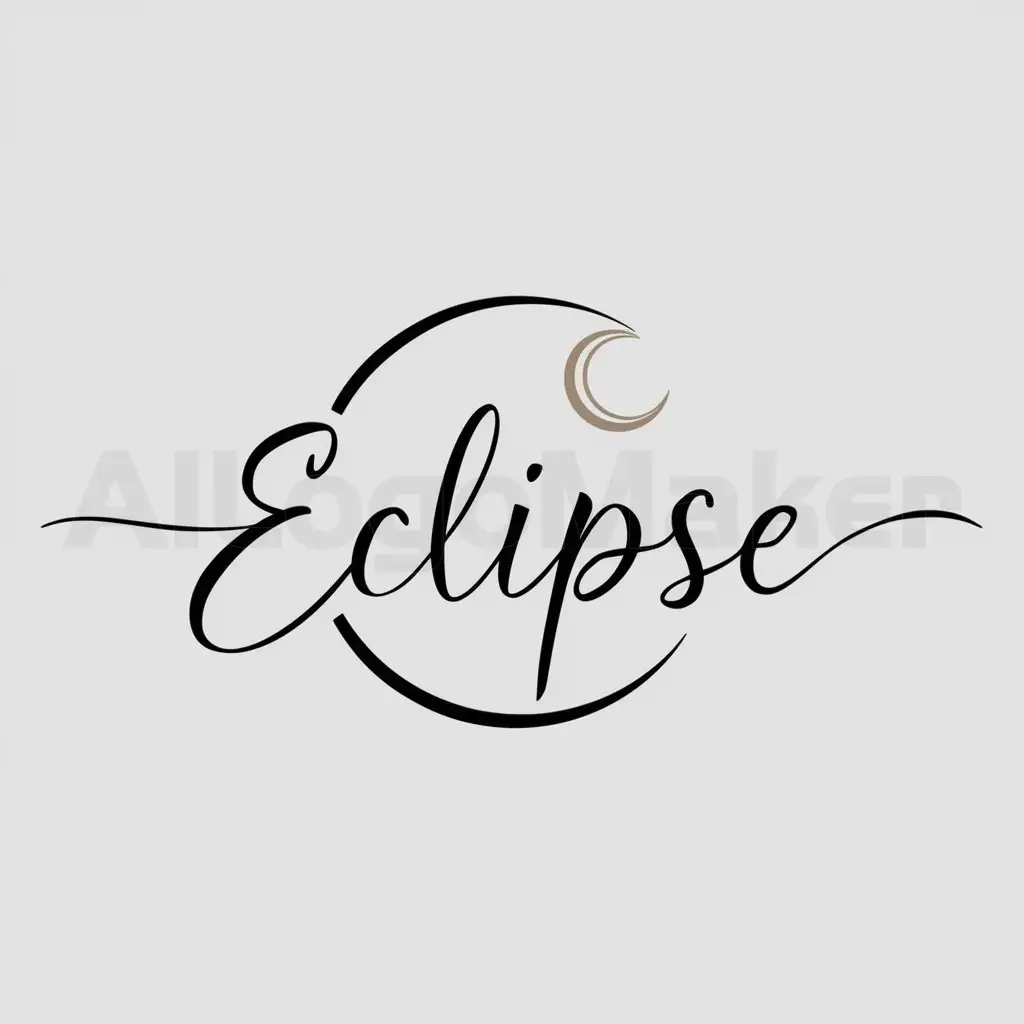 a logo design,with the text "ecplise", main symbol:luna, solar eclipse, eroticism discrection elegance cursive,Minimalistic,be used in Others industry,clear background