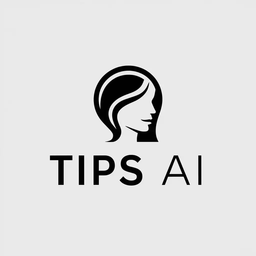 a logo design,with the text "Tips AI", main symbol:head woman,Moderate,clear background