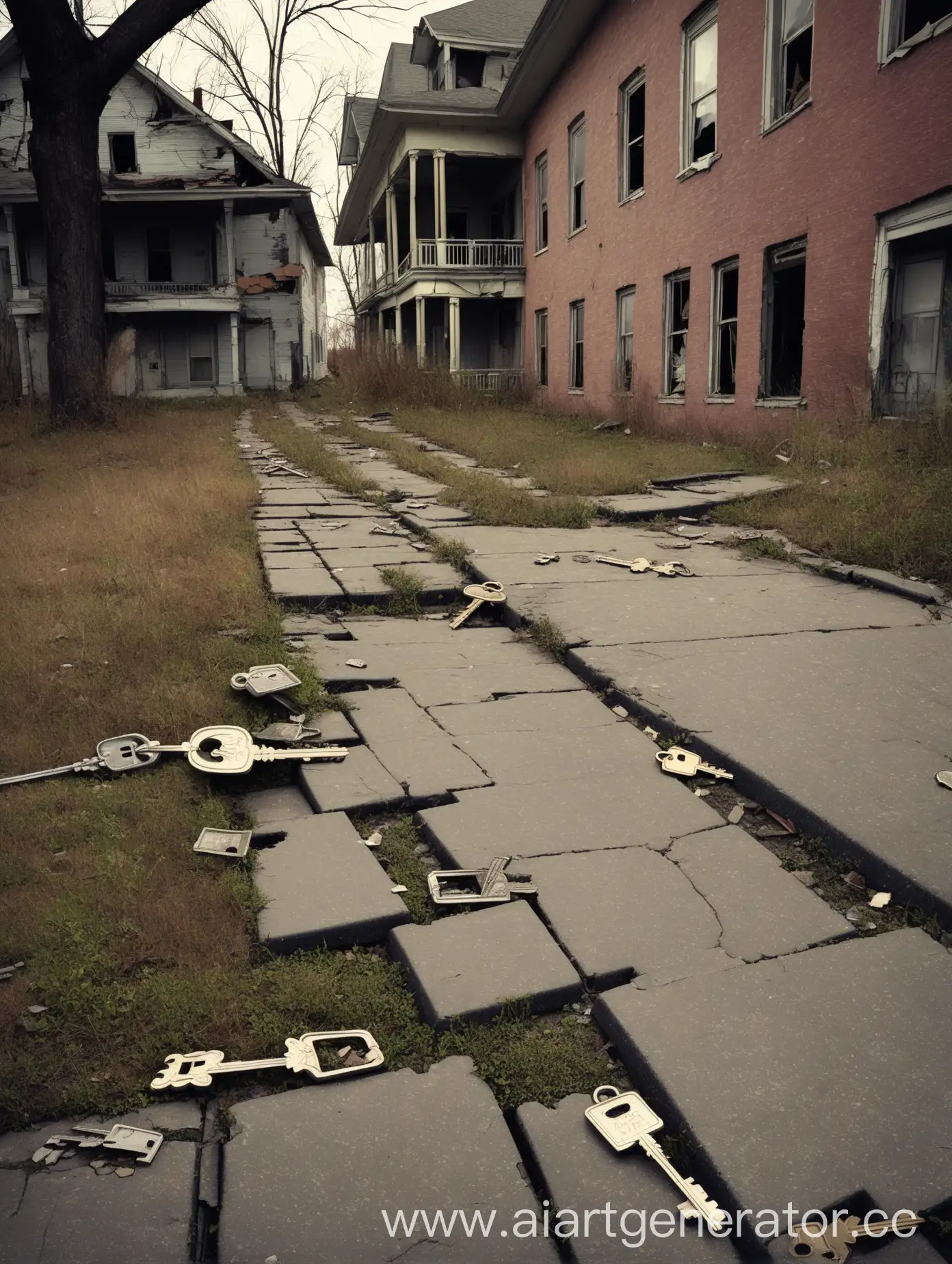 Abandoned-MultiFamily-House-with-Old-Curbs-and-Pavement