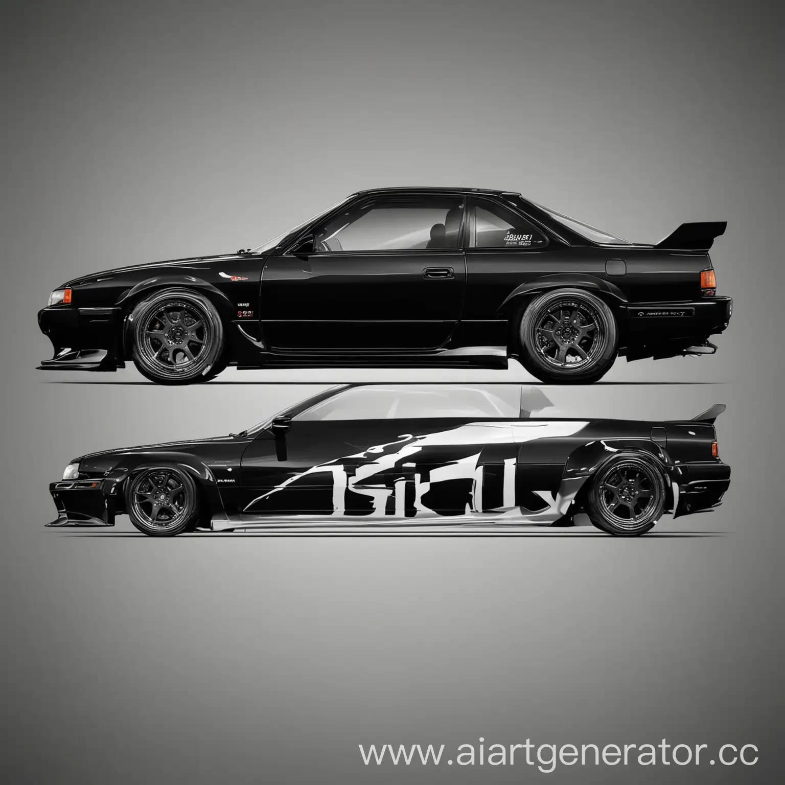 Graphically-Rendered-Black-Nissan-Silvia-S13-Side-View