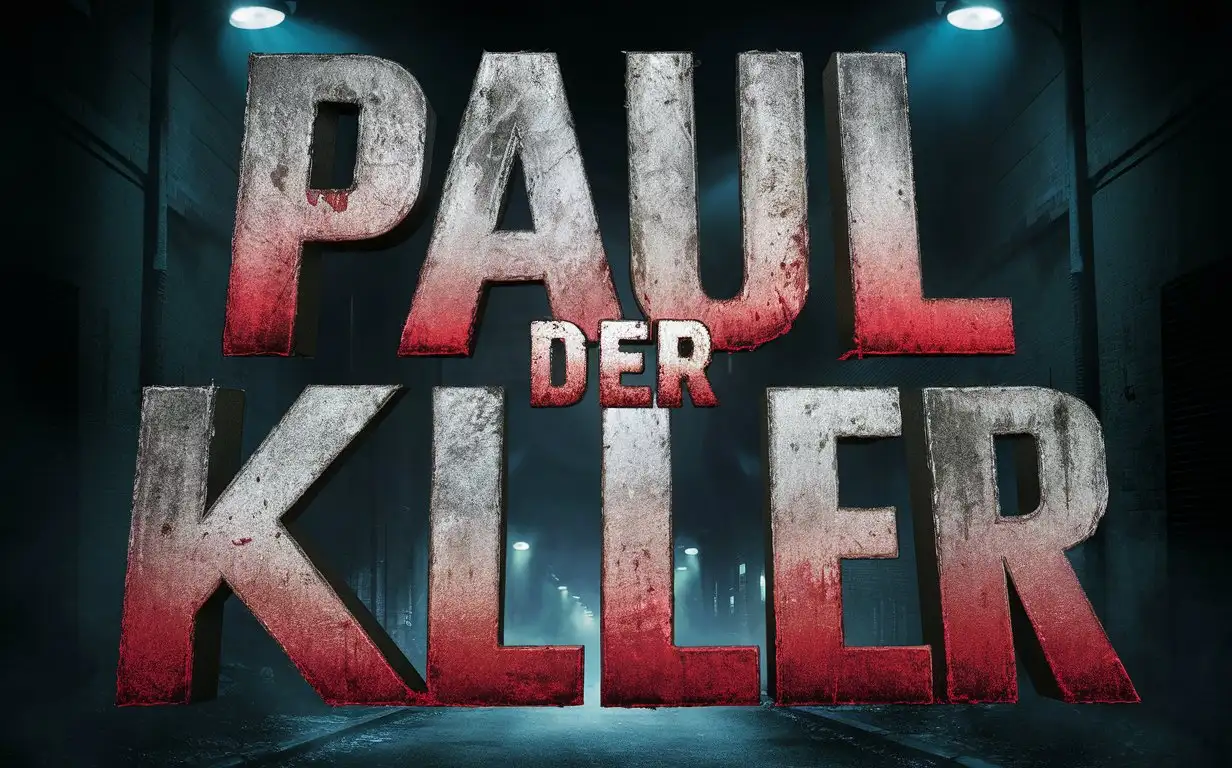 ''PAUL THE KILLER'', large font, scary, cinematic lighting, 