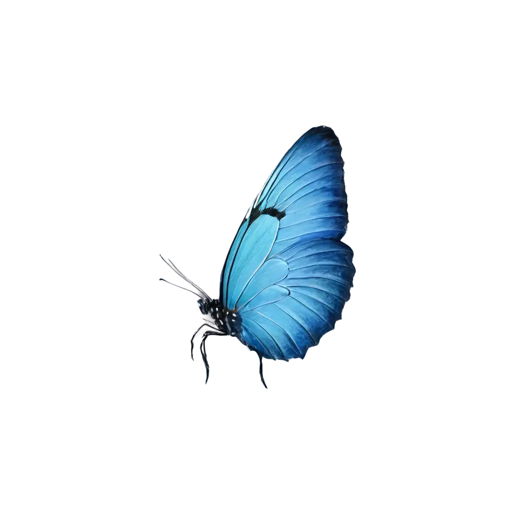 Blue butterfly side view