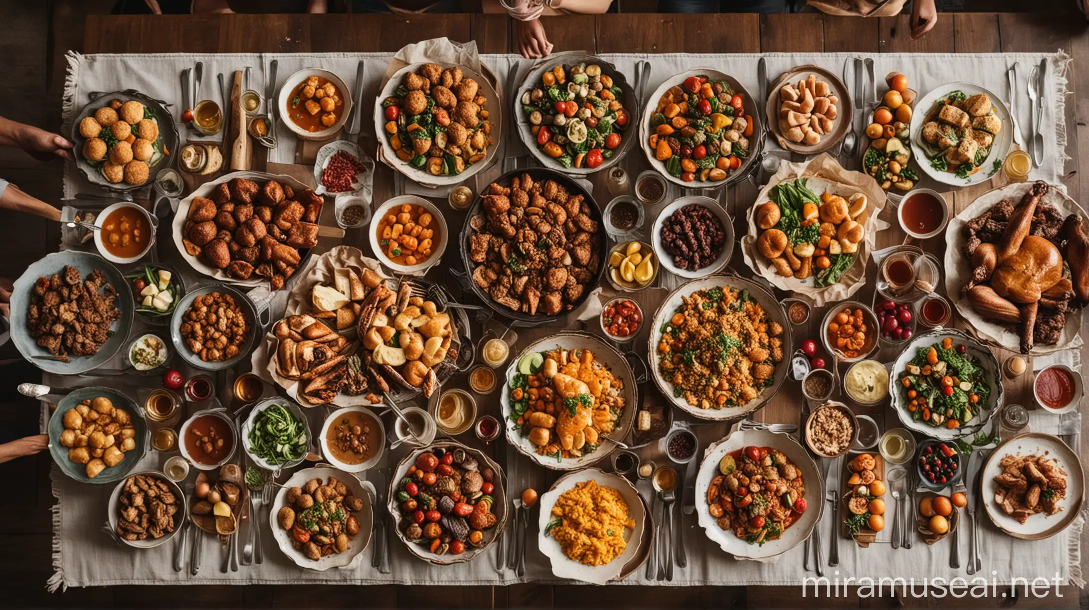 Royal Feast Lavish Table Laden with Delectable Delicacies