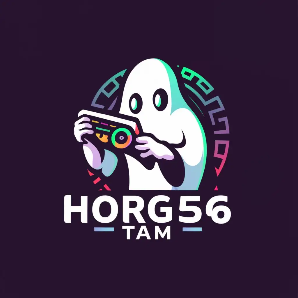 a logo design,with the text "Horg546 Team", main symbol:ghost with a joystick,Moderate,be used in Others industry,clear background