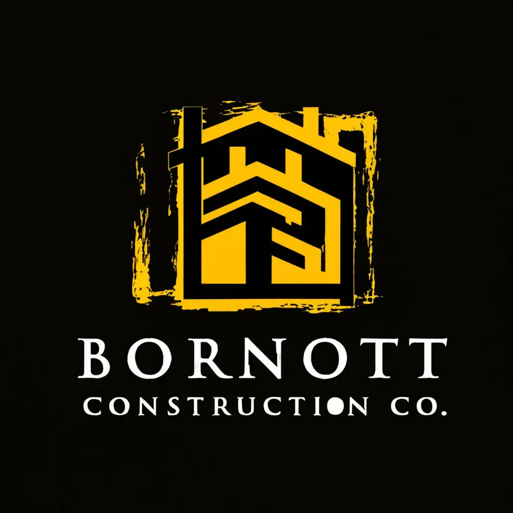 LOGO-Design-For-Bornot-Construction-Co-Bold-Yellow-Black-House-Emblem-for-Construction-Industry