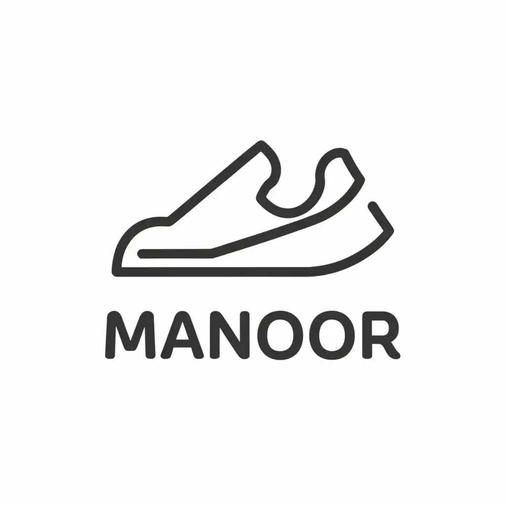 a logo design,with the text "Manoor", main symbol:Sneaker,Minimalistic,be used in Others industry,clear background
